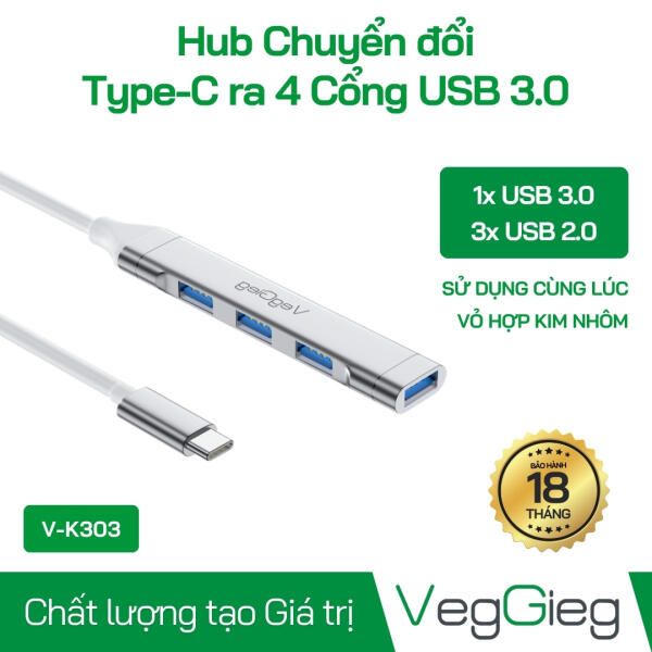 Bộ Chia/ Hub Type-C ra 4 Cổng USB 3.0 - V-K303