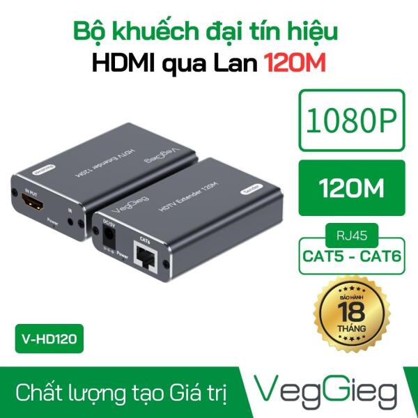 Bộ khuếch đại kéo dài tín hiệu HDMI qua lan 120M có điều khiển từ xa IR - V-HD120