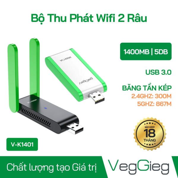 Bộ Thu Phát Wifi Cổng USB 3.0 2 Râu 1400MB - V-K1401