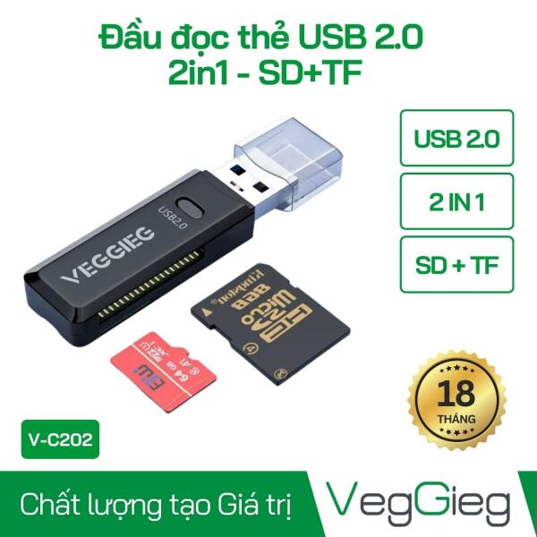 Đầu đọc thẻ USB2.0 2 trong 1 SD+TF - V-C202