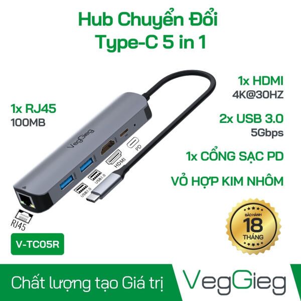 Hub chuyển đổi Type C - 5 in 1 - V-TC05R