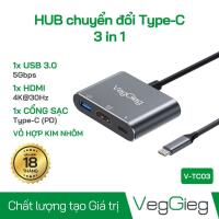 HUB chuyển đổi Type-c sang HDMI/USB3.0/PD 3 in 1 - V-TC03