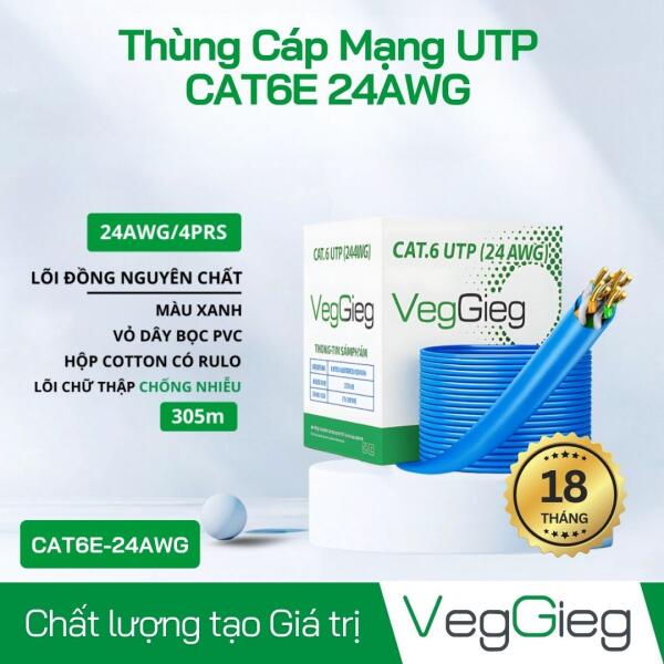 Thùng dây Mạng VegGieg UTP Cat6e 24awg