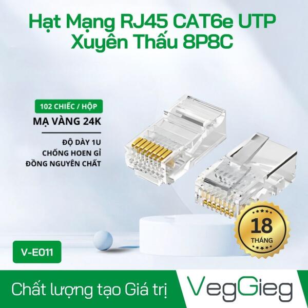 Hạt Mạng RJ45 CAT6e UTP Xuyên Thấu 8P8C - V-E011
