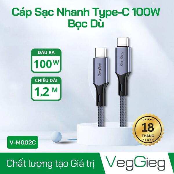Cáp Sạc Nhanh Type-C 100W Bọc dù - V-M002C